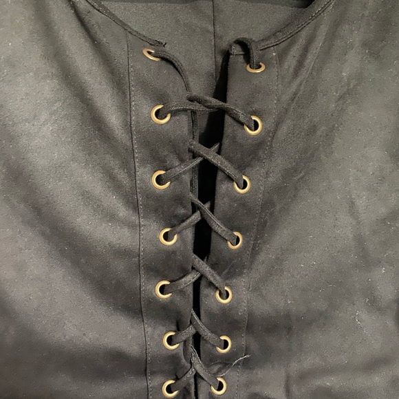 F21 Black lace suede mini - Picture 2 of 4